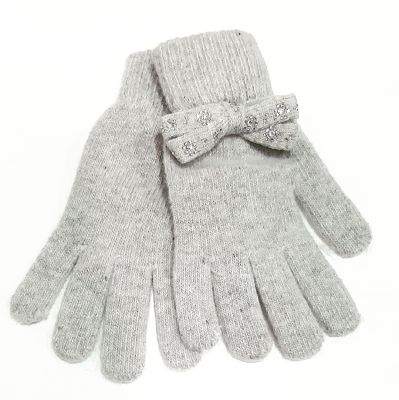 Guantes lana lazo strass