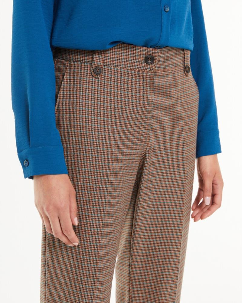 Pantalón recto mujer cuadros mini pata de gallo Paz Torras