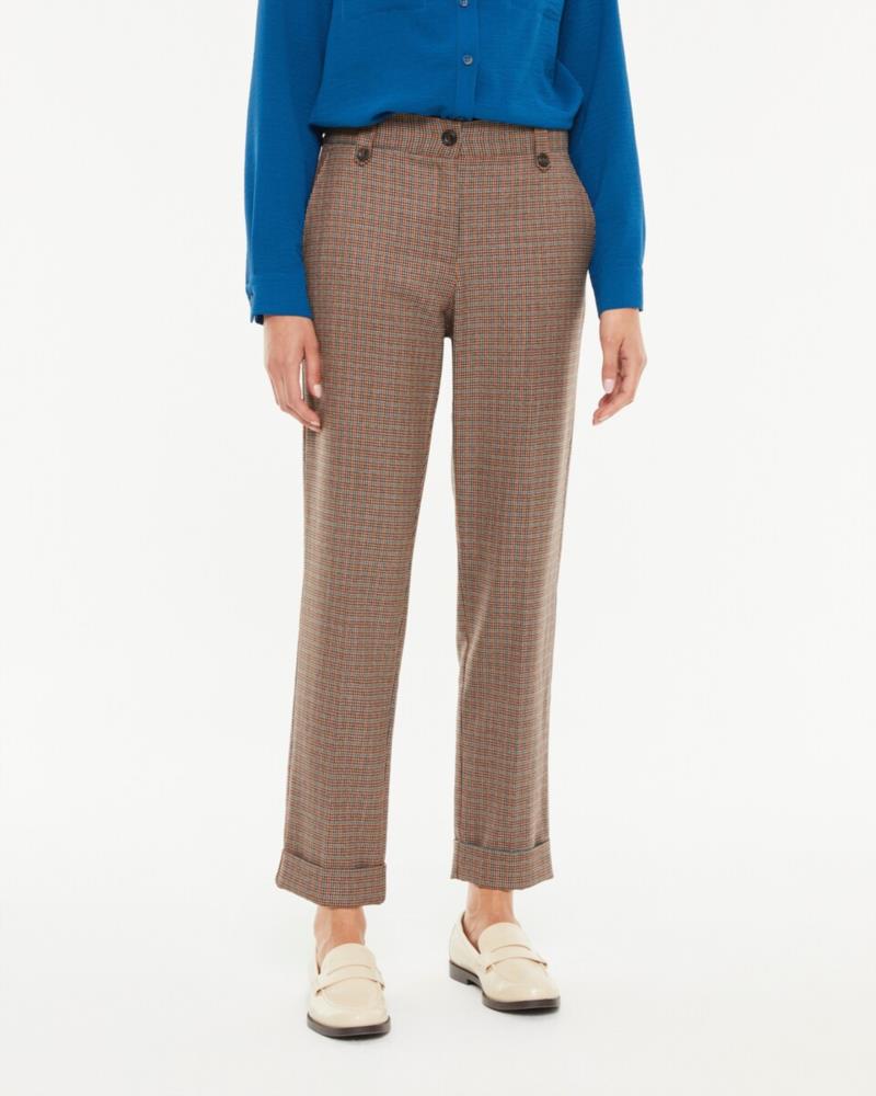 Pantalón recto mujer cuadros mini pata de gallo Paz Torras2