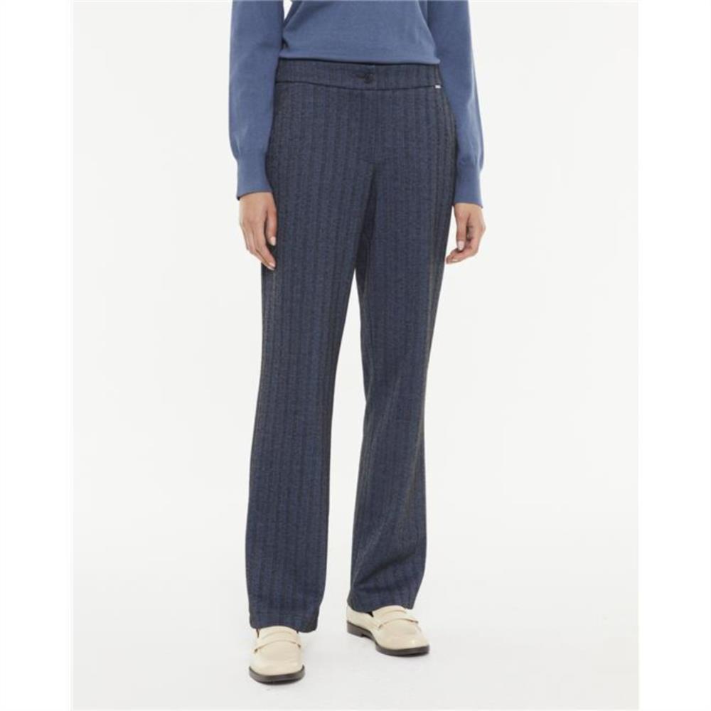Pantalón recto punto espiga fantasía azul Paz Torras