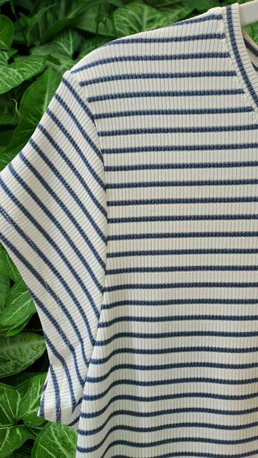 Camiseta Listas manga corta azul2