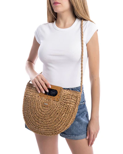 Bolso rafia asa madera taupe Xti