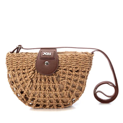 Bolso semi redondo rafia taupe Xti