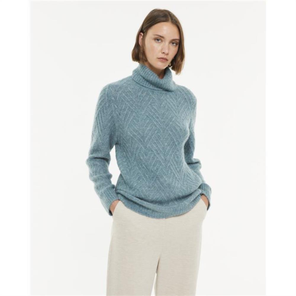 Jersey punto fantasía cuello alto verde agua Paz Torras