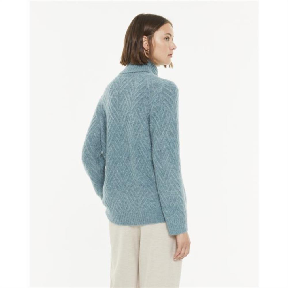 Jersey punto fantasía cuello alto verde agua Paz Torras2