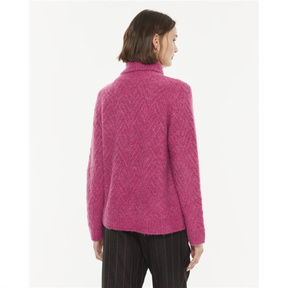 Jersey punto fantasía cuello alto rosa Paz Torras2