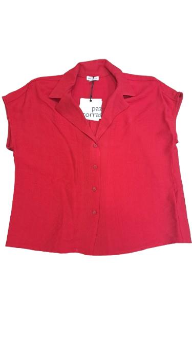 Camisa solapas manga corta rojo Paz Torras