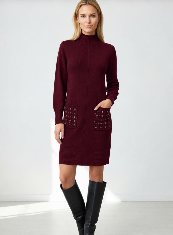 Vestido Tachas granate Etre