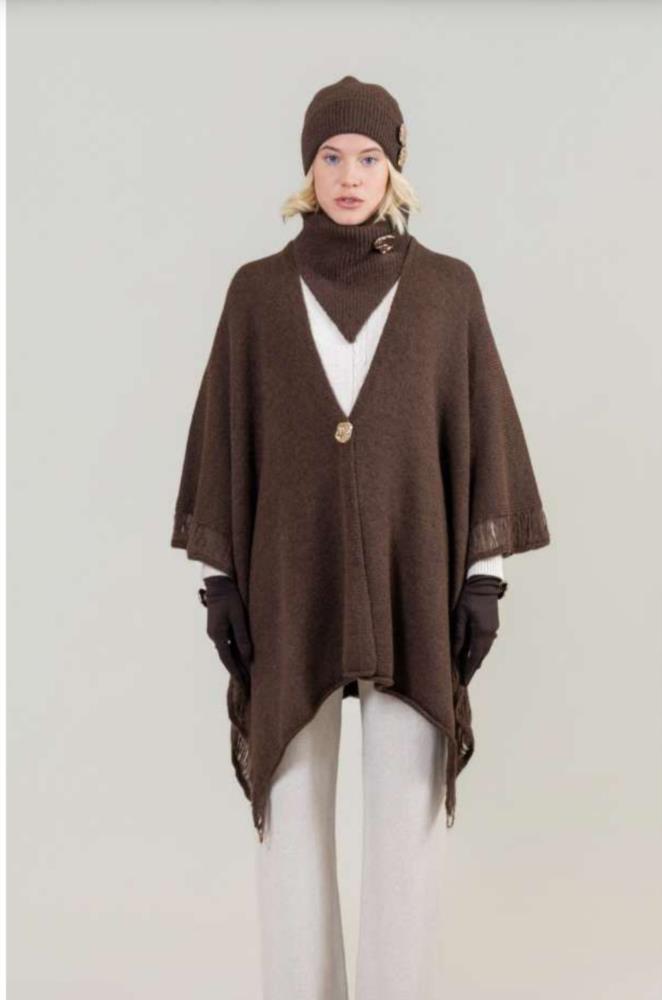 Poncho Mantella marrón Alessandra