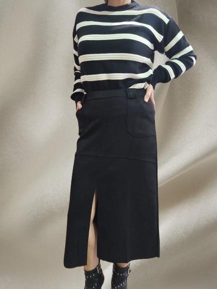 Falda midi Scuba Black See The Moon2