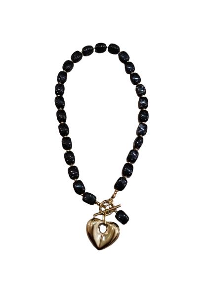 Collar Corazón negro Raviel