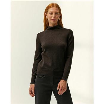 Jersey punto fino cuello alto choco Paz Torras