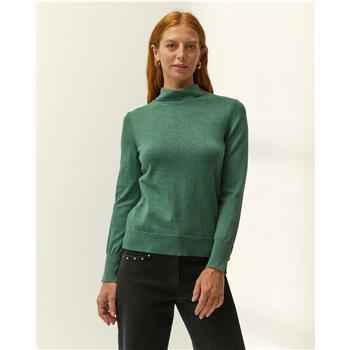 Jersey punto fino cuello alto verde Paz Torras