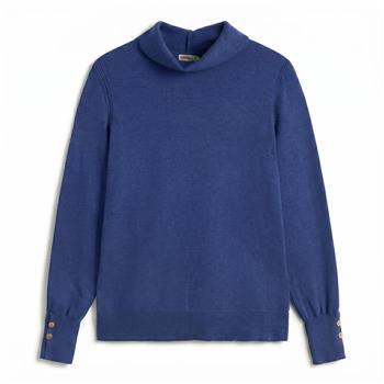 Jersey punto fino cuello alto azul Paz Torras